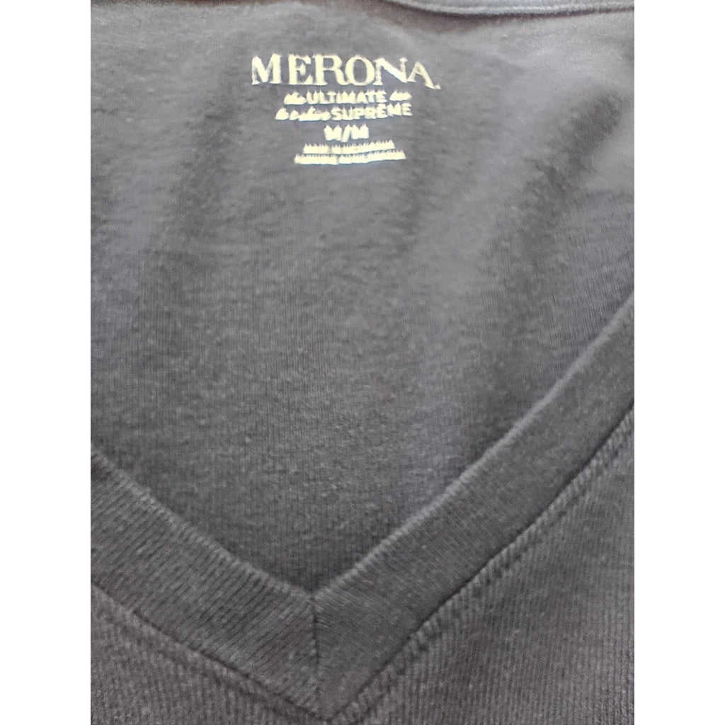 MERONA 100% Cotton Black Long Sleeve V-Neck T-Shirt M Ultimate Supreme Cotton