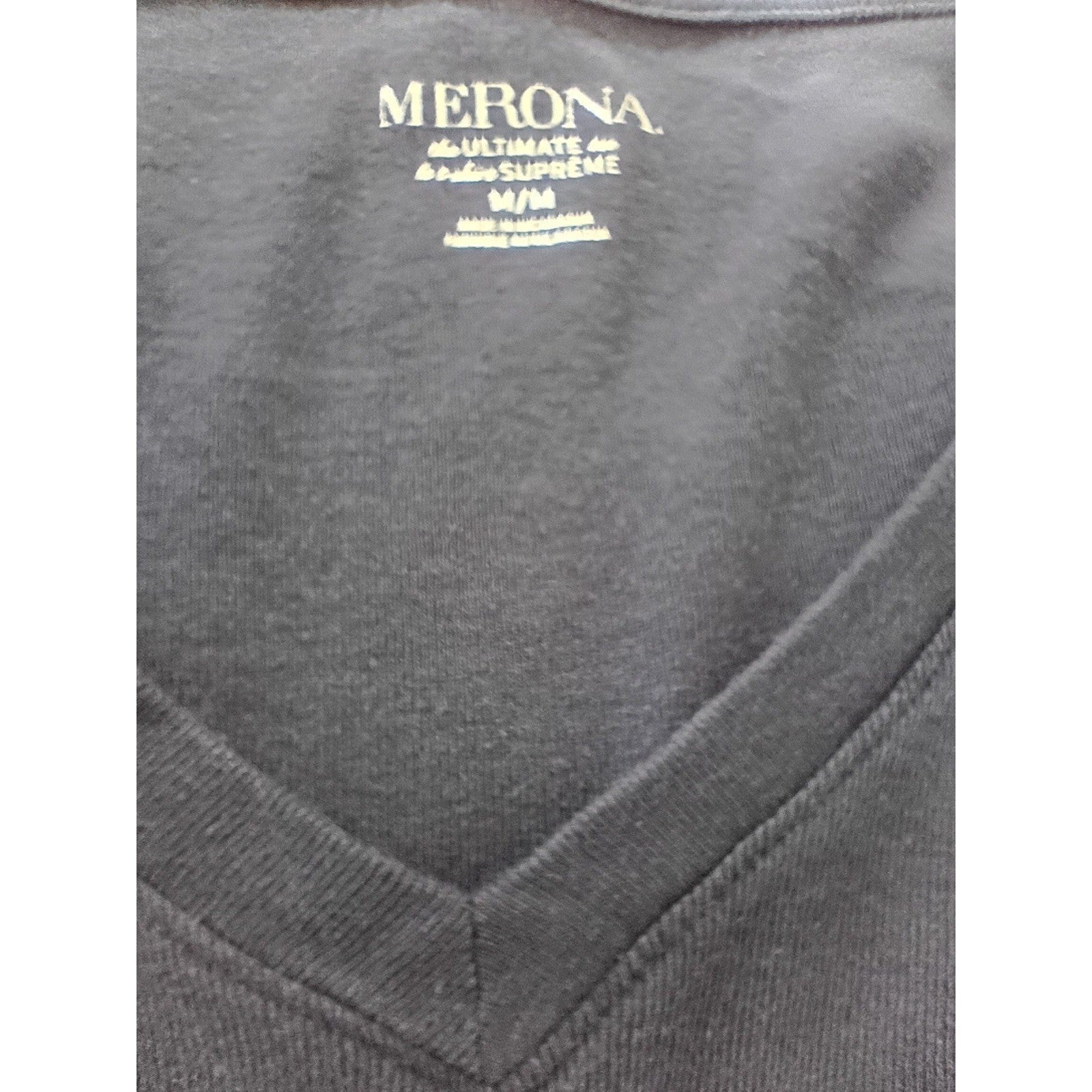 MERONA 100% Cotton Black Long Sleeve V-Neck T-Shirt M Ultimate Supreme Cotton