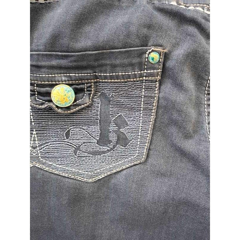 VTG Kouture Kimora Lee Simmons Y2K McBling Embroidered Jeans Dark W28x29 Low Ris