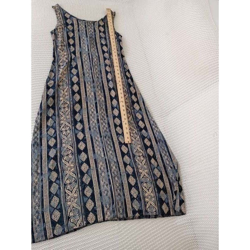 Marks & Spencer Vintage Maxi Dress Blue Paisley Boho Effortless Sleeveless M