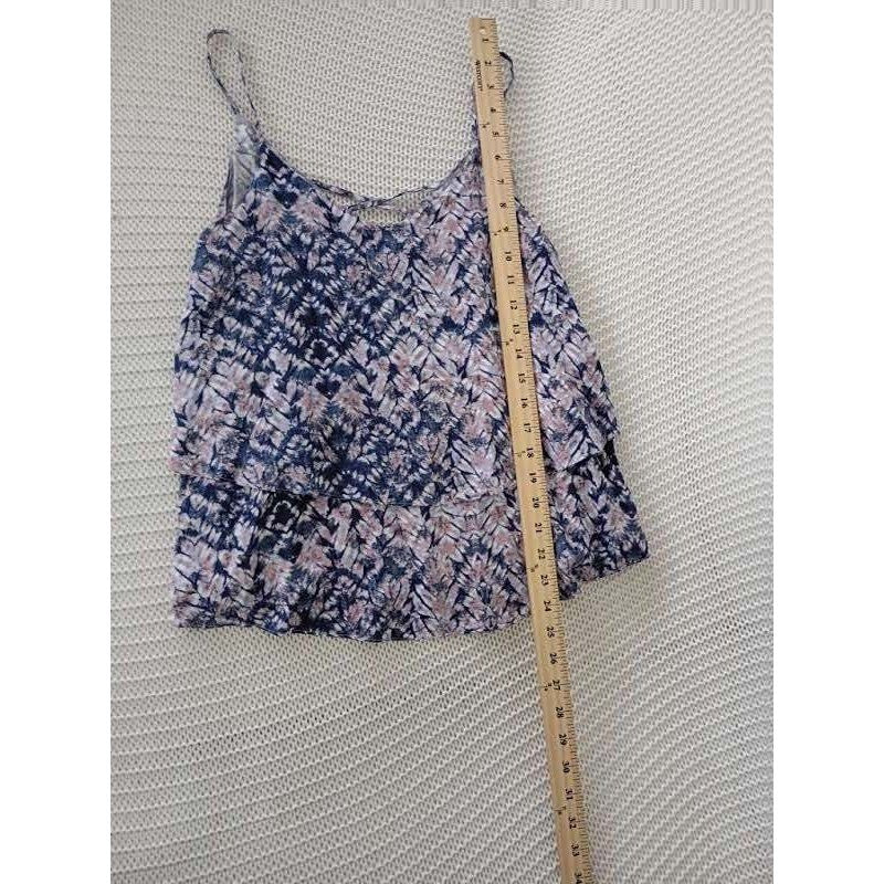 Emmelee Blue Pink Tie Dye Tiered Ruffle Camisole Tank Top Medium
