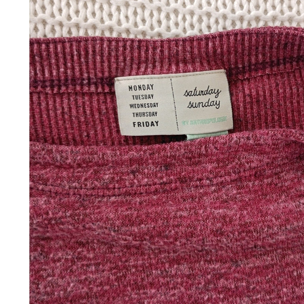 Anthropologie Saturday Sunday Burgundy Heathered Layered Top Boho Cozy Fits S/M