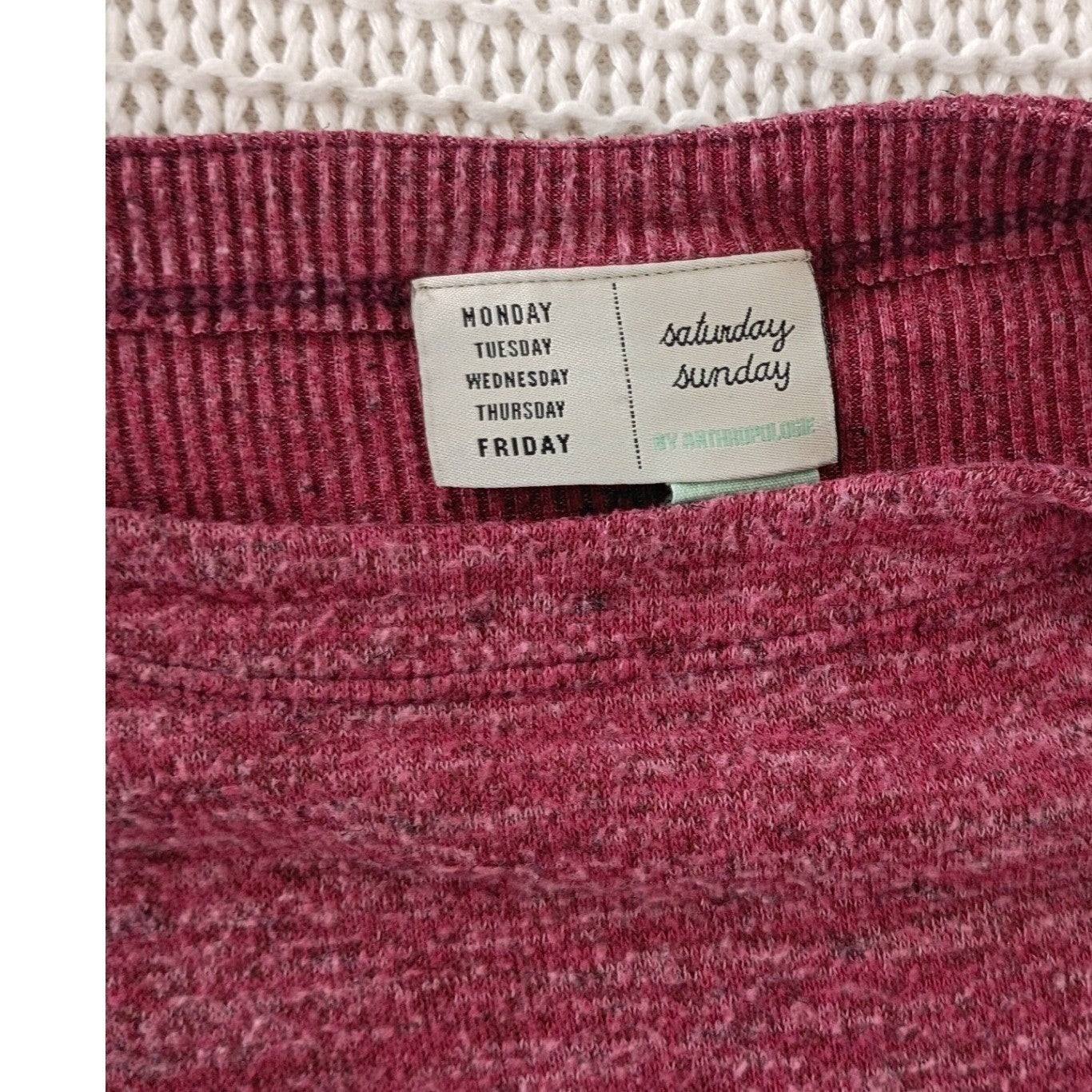 Anthropologie Saturday Sunday Burgundy Heathered Layered Top Boho Cozy Fits S/M