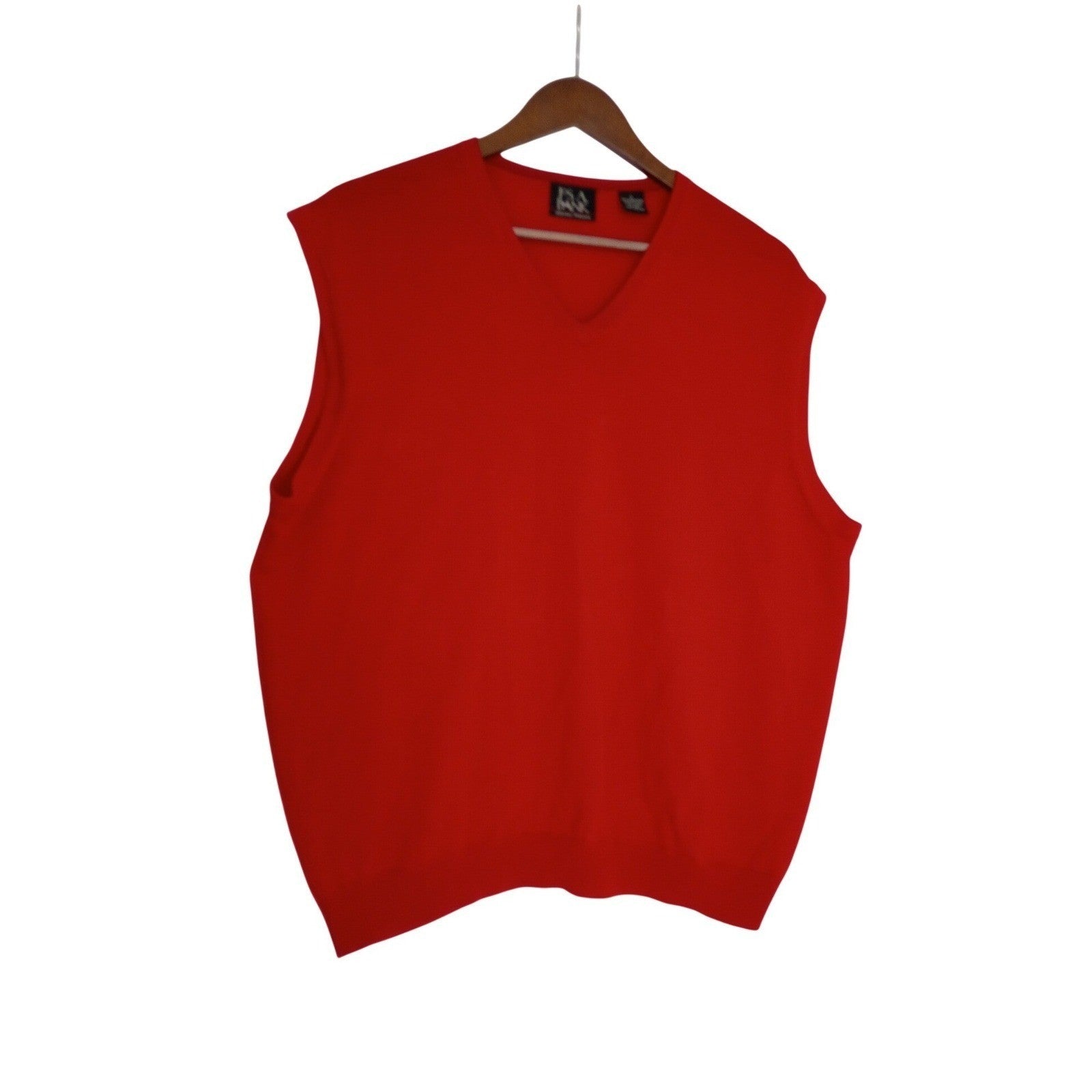 Jos A Bank Signature L Red 100% Merino Wool V-Neck Sweater Vest Italian Yarn Men