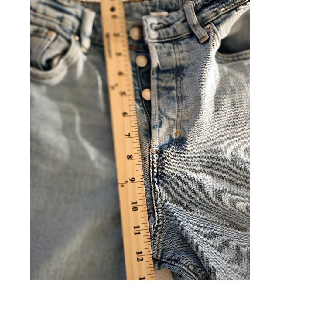 H&M Ultra High Waist Mom Jeans 4 27x28 Light Wash Button Fly Boho