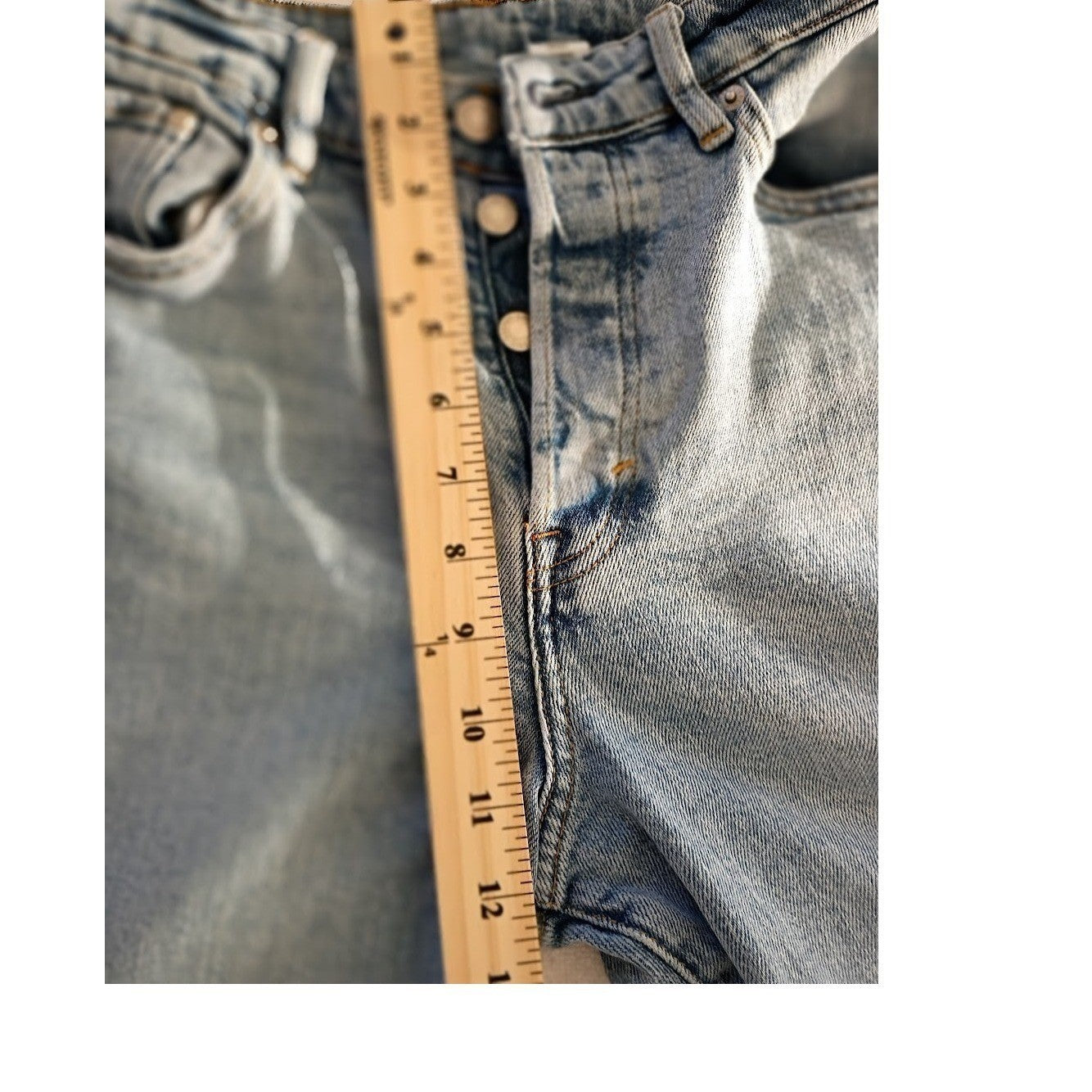 H&M Ultra High Waist Mom Jeans 4 27x28 Light Wash Button Fly Boho