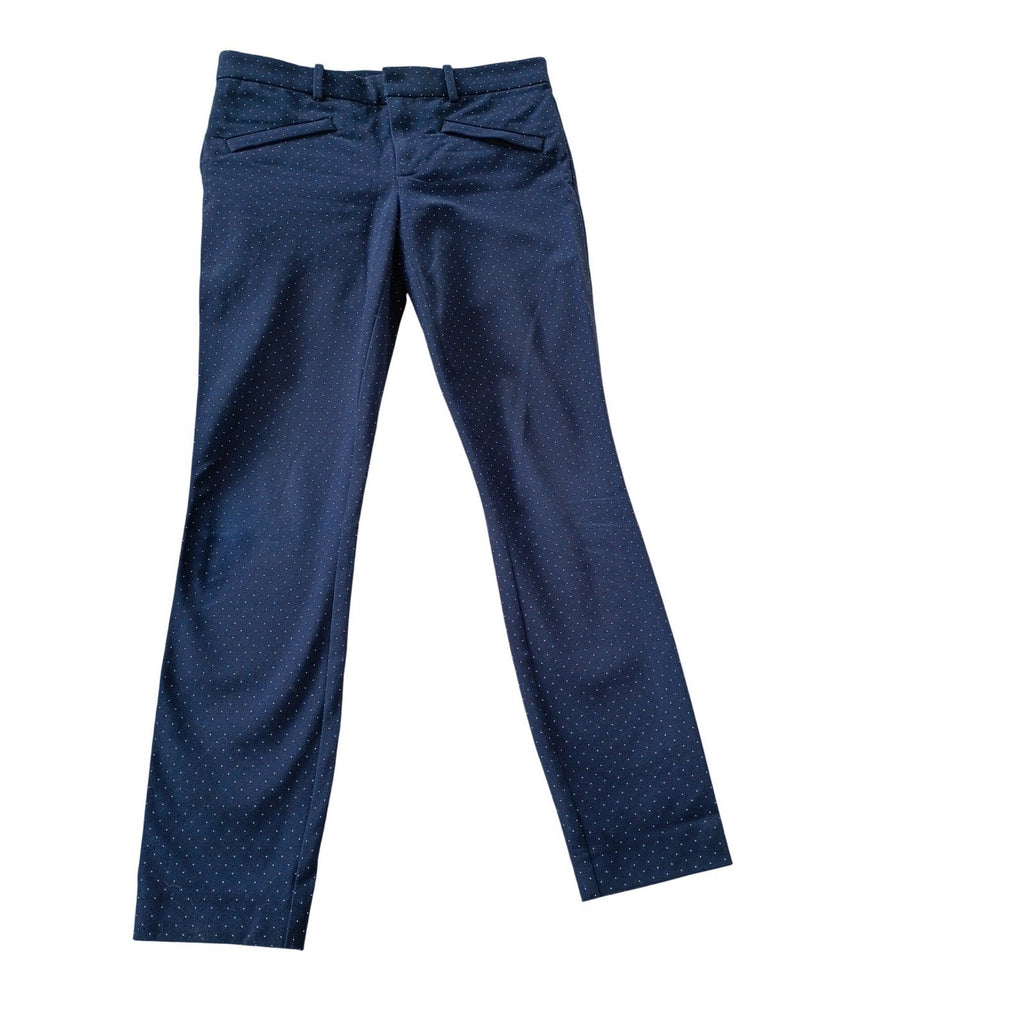 Gap Navy Blue Polka Dot Slim Trousers 4R W28x29 Stretch Cotton Casual Chic
