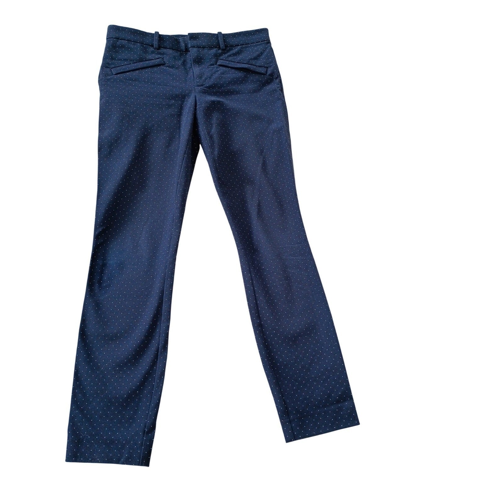 Gap Navy Blue Polka Dot Slim Trousers 4R W28x29 Stretch Cotton Casual Chic