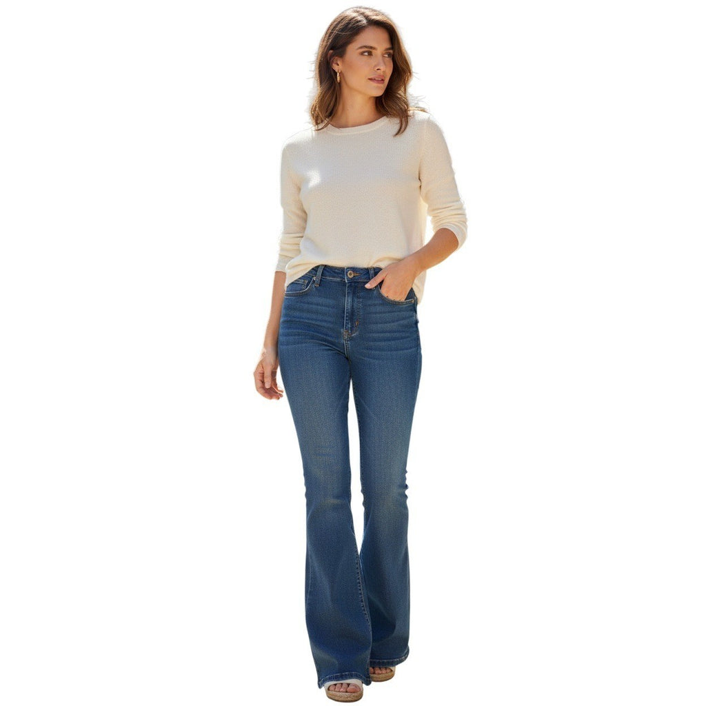 Nine Planet High Rise Bootcut Flare Jeans Dark Wash Stretch 29x28
