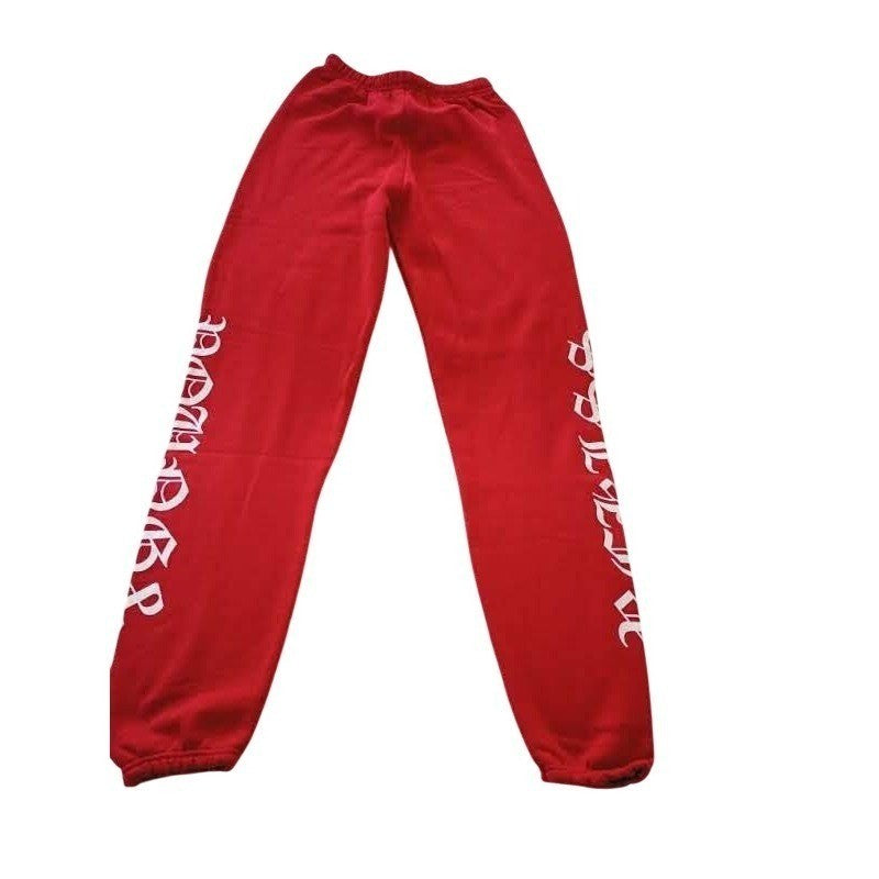YR SIGNATURE Red Sweatpants Logo Print Elastic Waist Casual Bottoms SMALL