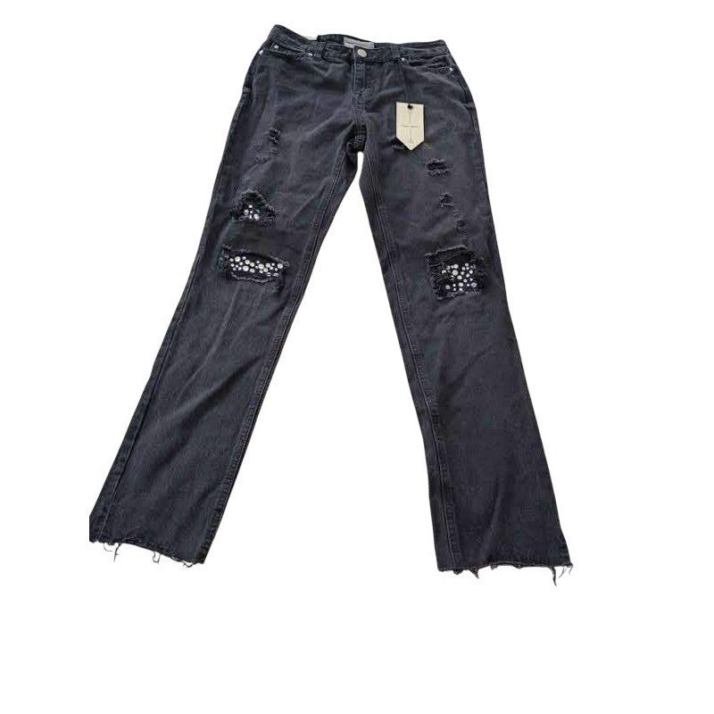 Banjara NWT Y2K Studded Embellished Distressed Raw Hem Jeans 27x28 Rocker Chic
