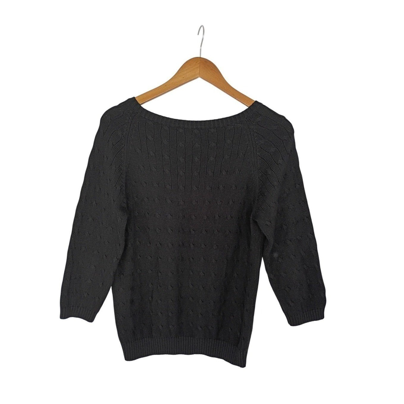 Ann Taylor Black Cable Knit 75% Silk Sweater Top Size S