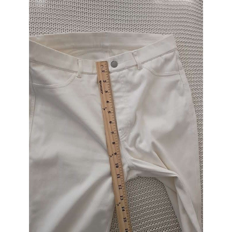 Uniqlo Ultra Stretch Cropped Slim Pants Cream Off White Waist 30x26 Easy Fit