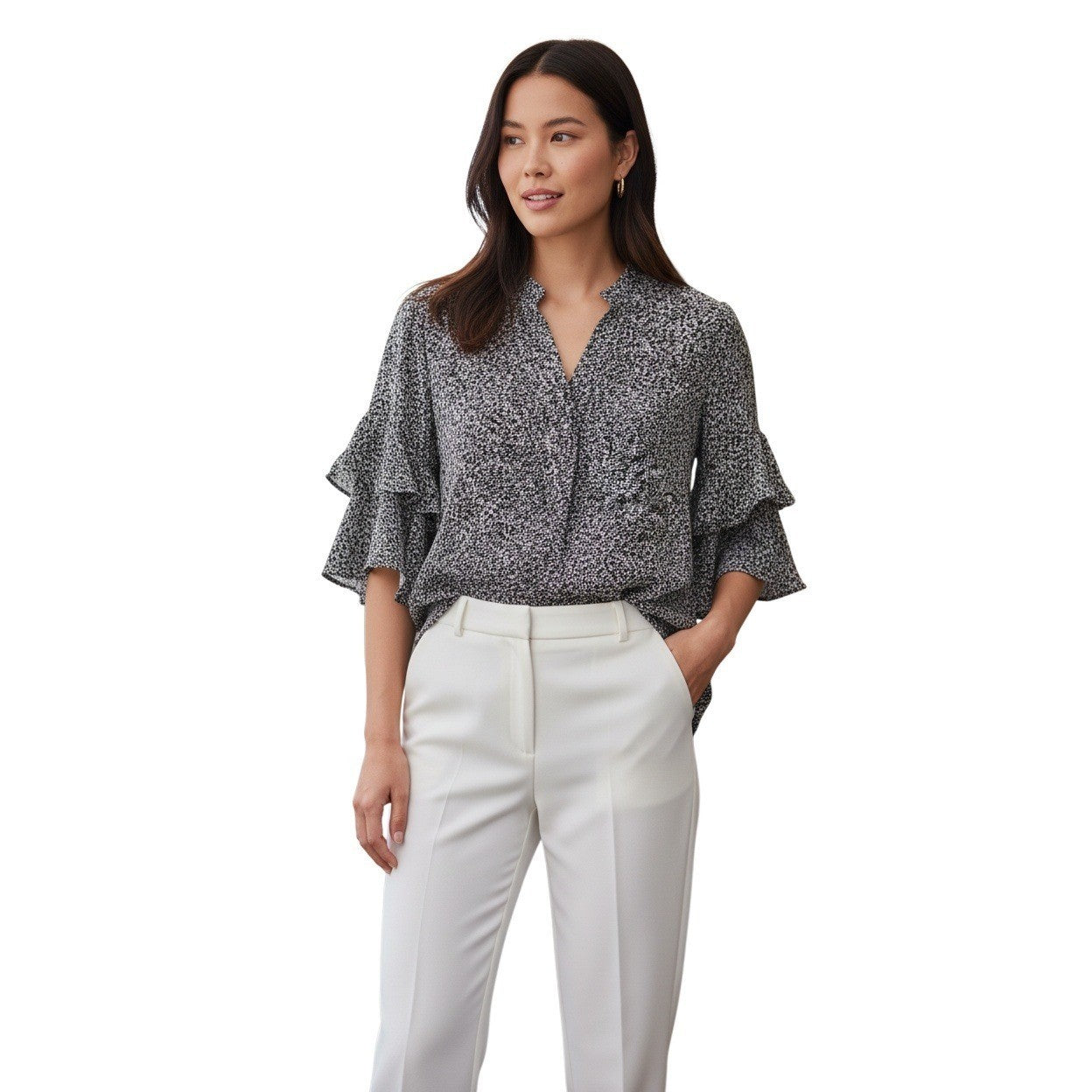 Vince Camuto Ruffle Sleeve Chic Elegant Blouse Size S Polished Casual Top NWOT