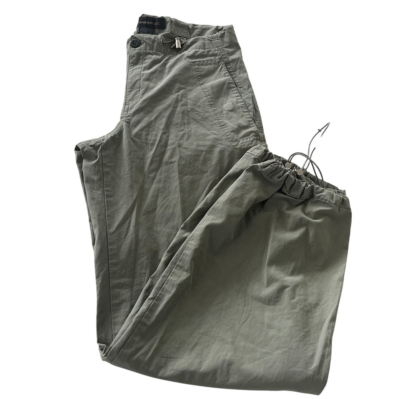 Banana Republic Olive Green Cargo Pants Drawstring Cropped Leg Size Fit 26)
