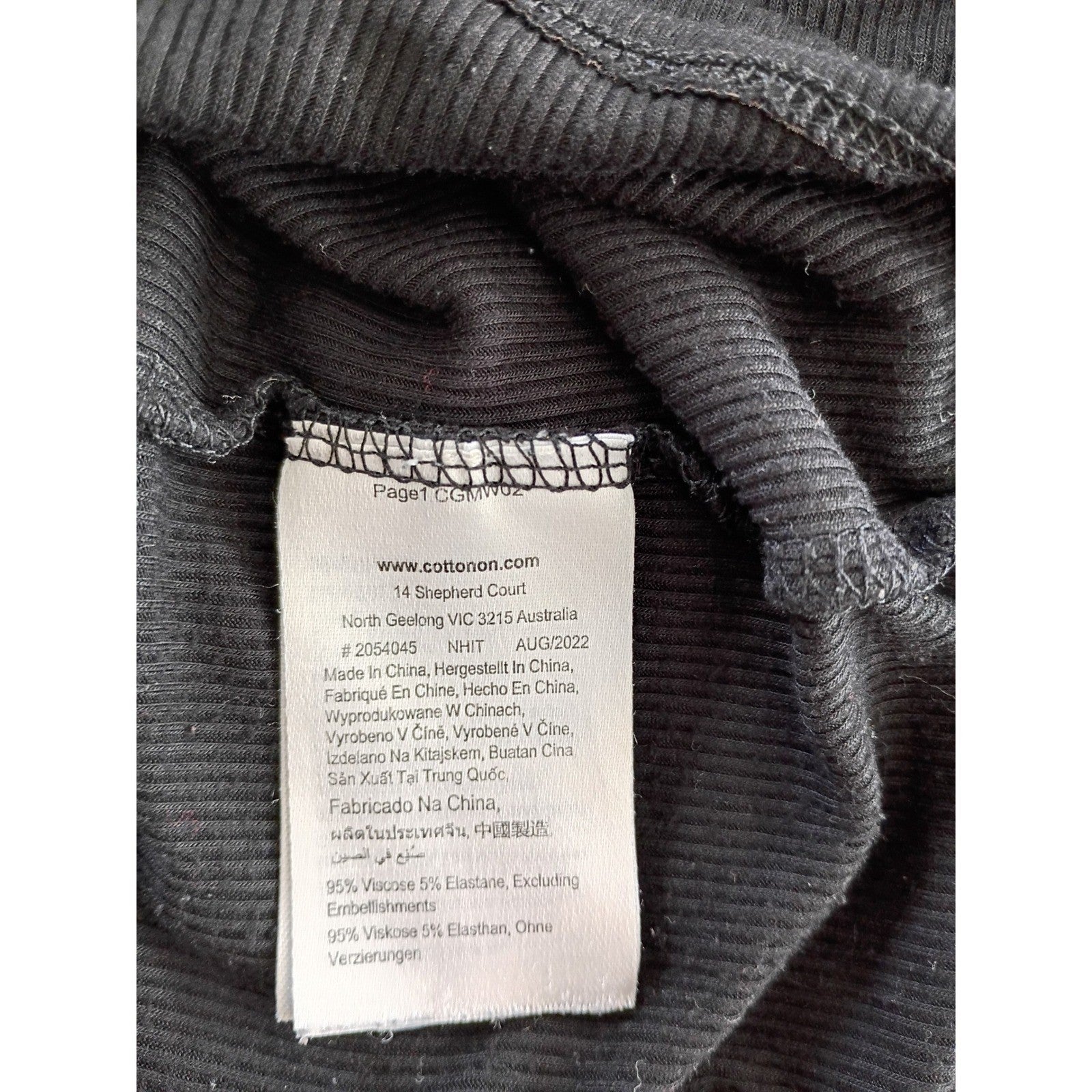 COTTON ON Black Ribbed Long Sleeve Scoop Neck Top Size S P
