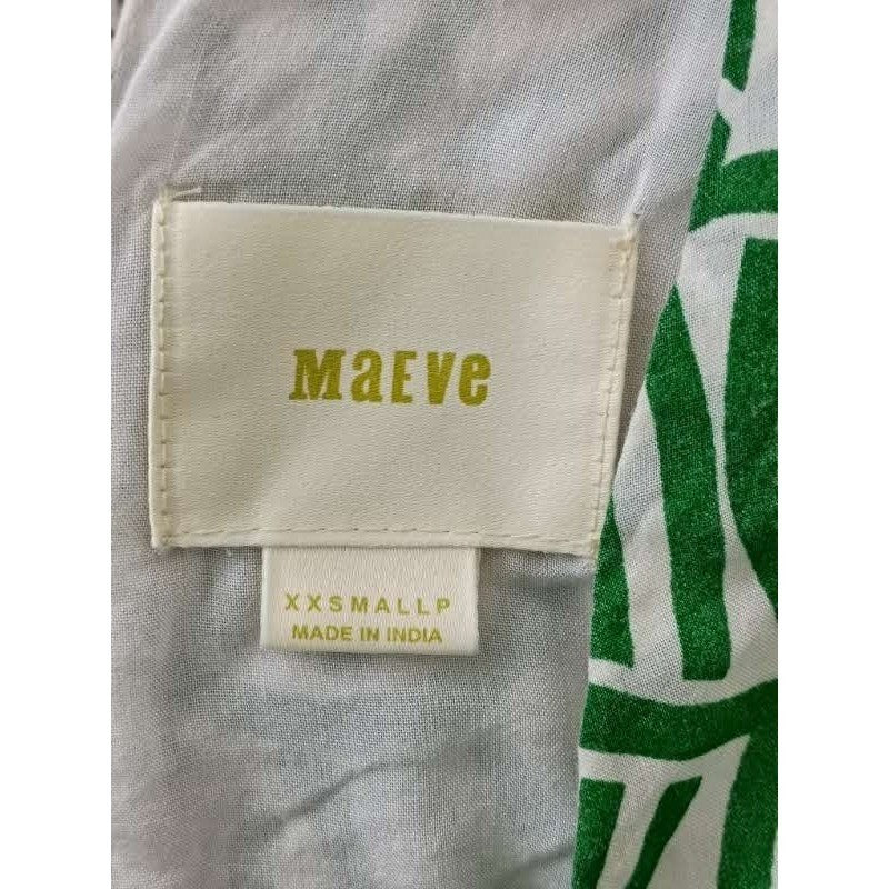 Maeve Anthropologie Green White Geometric Print Sleeveless Crop Top Fits S $78