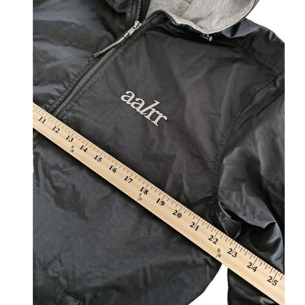 AALR Lightweight Hooded Windbreaker Jacket Charcoal Gray Zip Athleisure