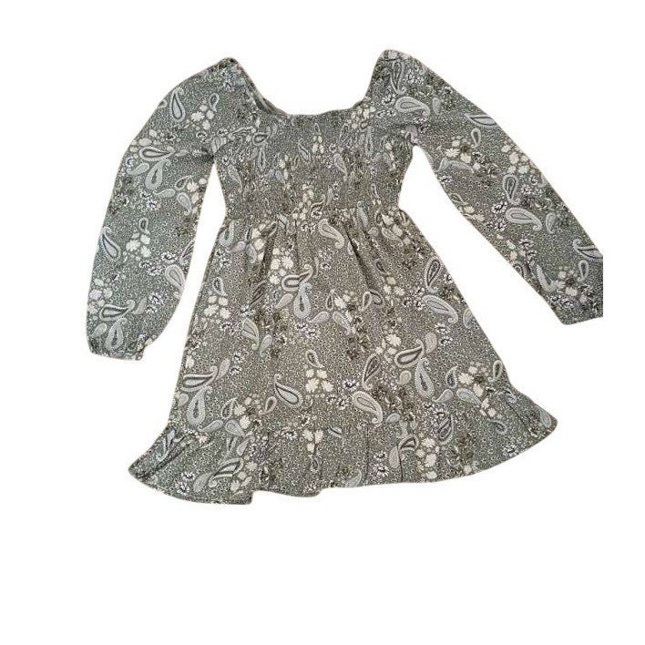 Derek Heart NWT Lichen Green Paisley Smocked Mini Dress S Small Boho Cottagecore