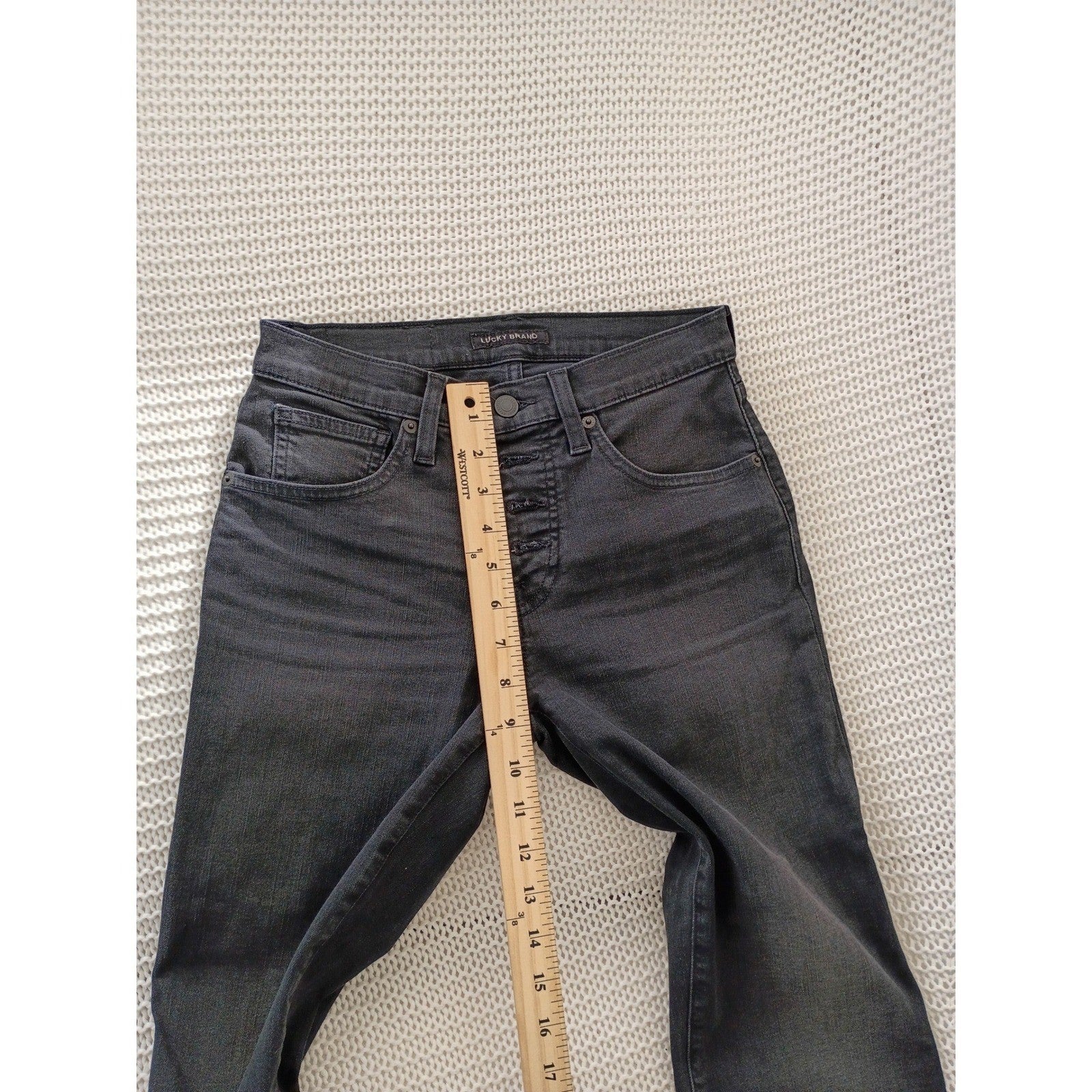 Lucky Brand Ava Mid Rise Crop Mini Boot Jeans Black Raw Hem  26x24 NWOT $99 MSRP