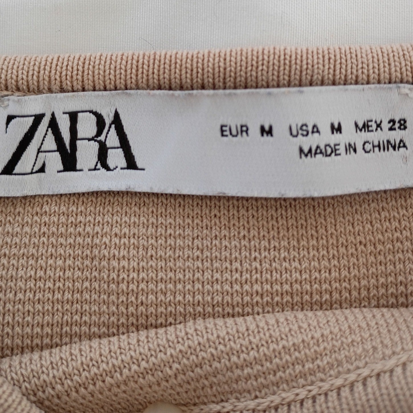 ZARA Knit Tank Top Square Neck Sleeveless Beige Crop Size M