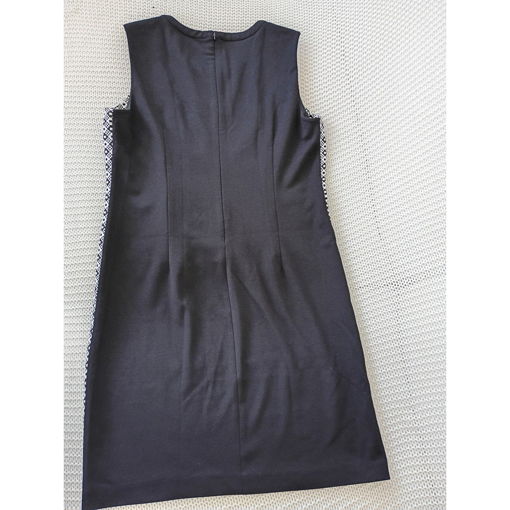 Calvin Klein Black White Geometric Sheath Midi Dress Sleeveless 12 Work Career