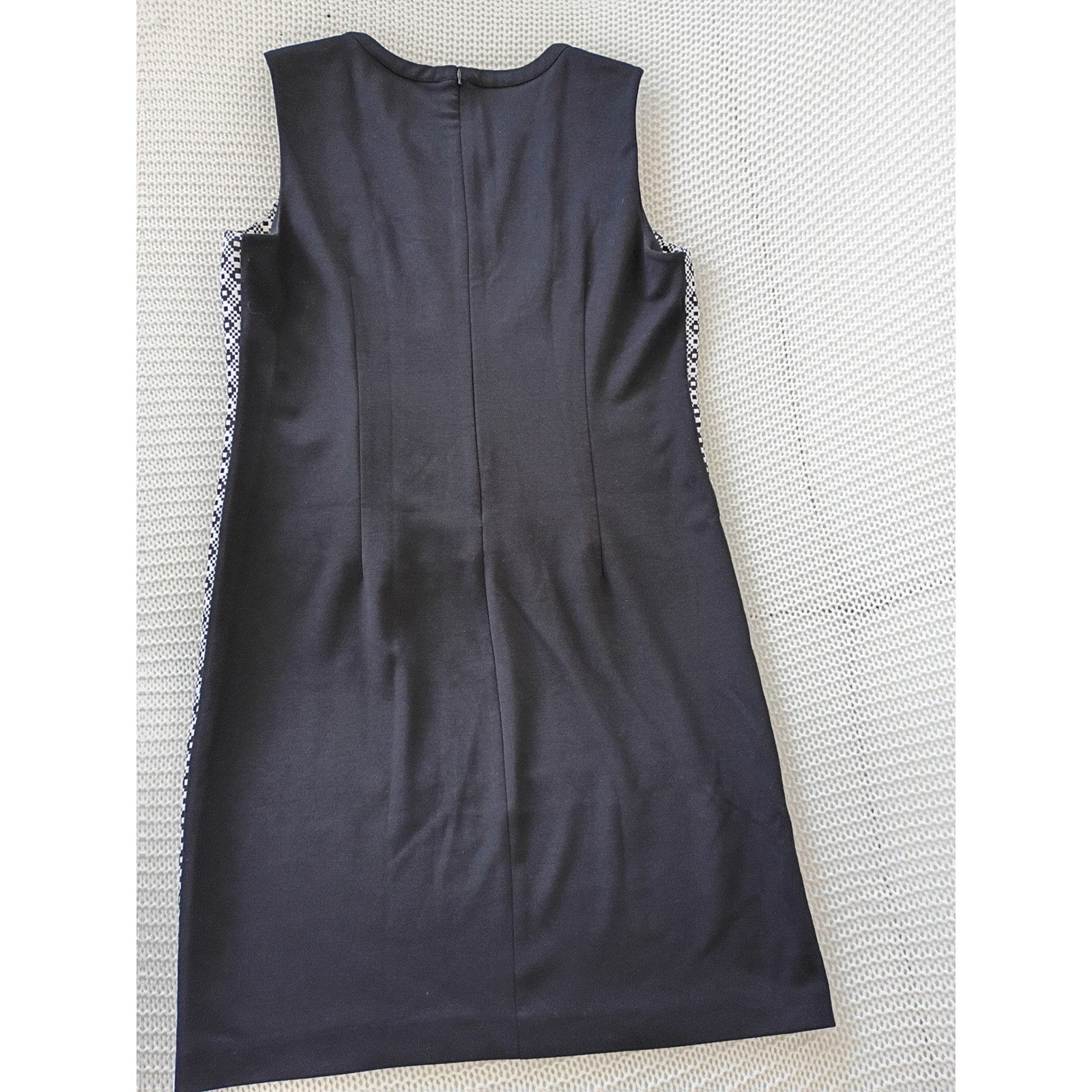 Calvin Klein Black White Geometric Sheath Midi Dress Sleeveless 12 Work Career