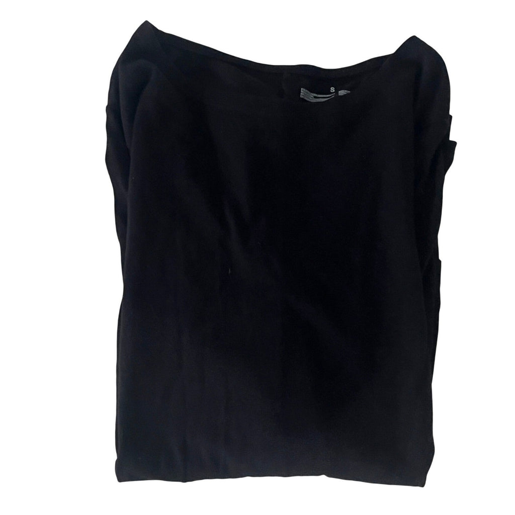 Muji Modal Cotton Blend Black Long Sleeve Top Size S Boat Neck Everyday Wear