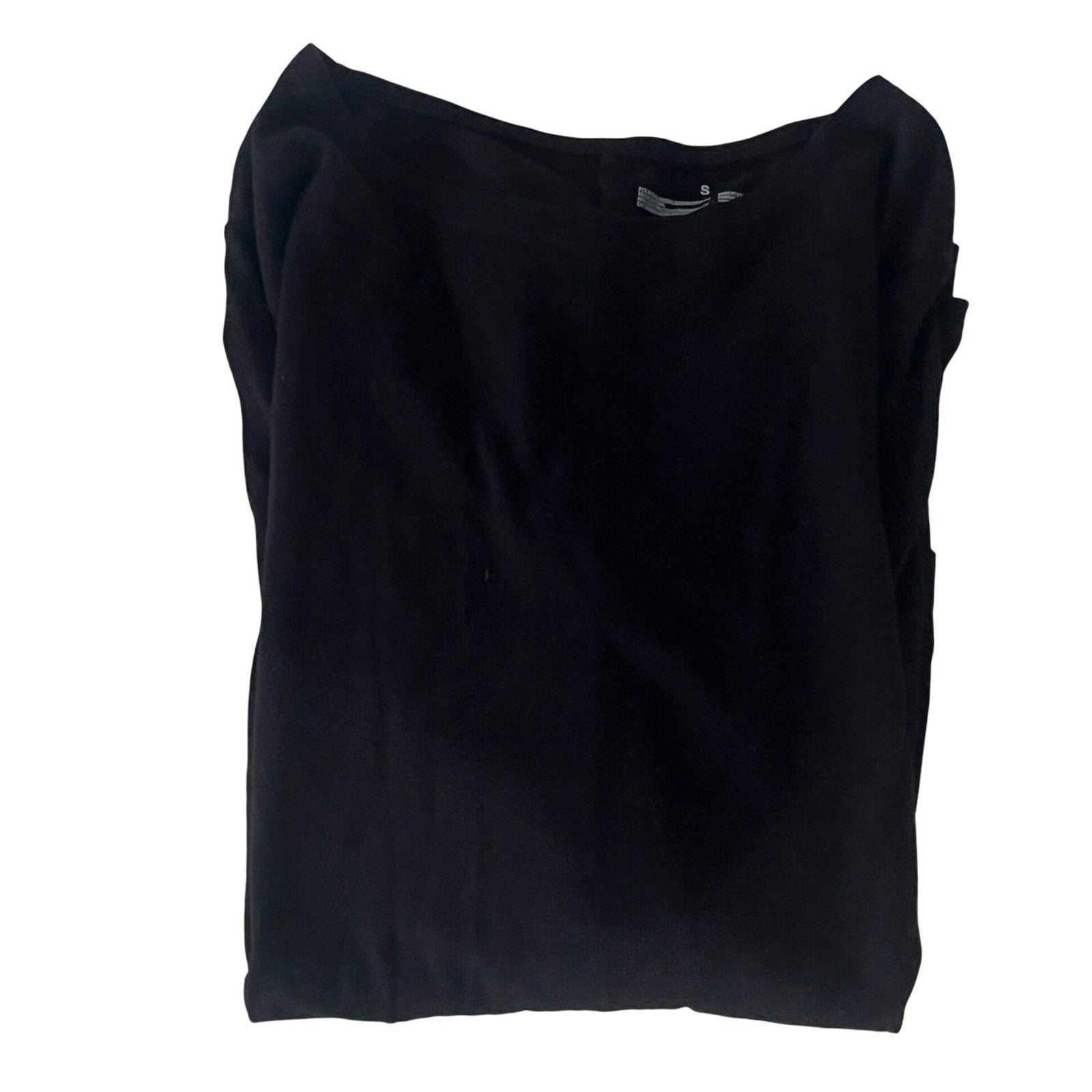 Muji Modal Cotton Blend Black Long Sleeve Top Size S Boat Neck Everyday Wear