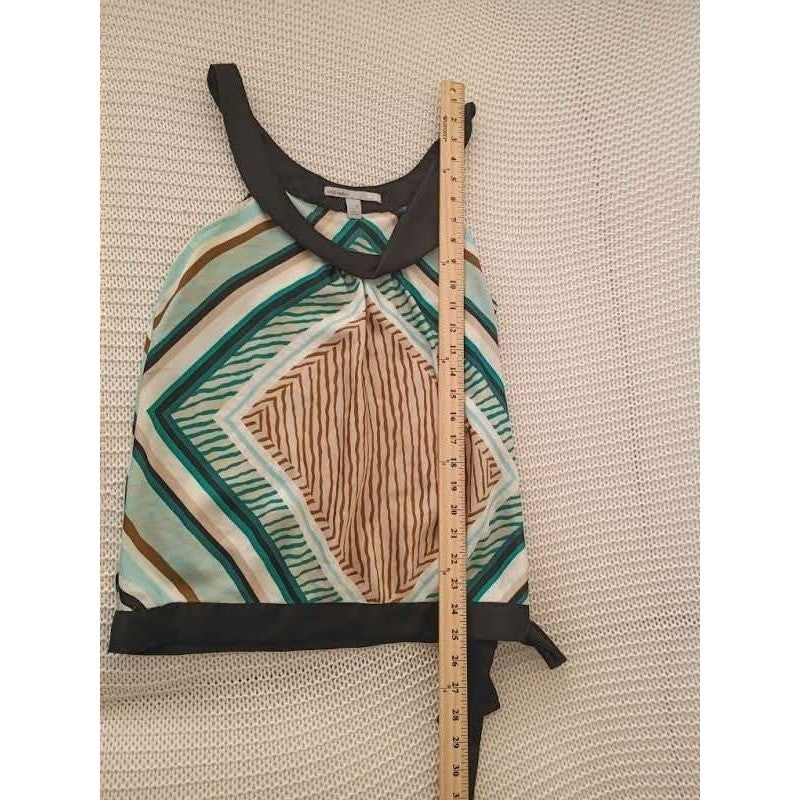Old Navy Teal Geometric Halter Top M Medium Tie Waist Chevron Blouse Retro Boho