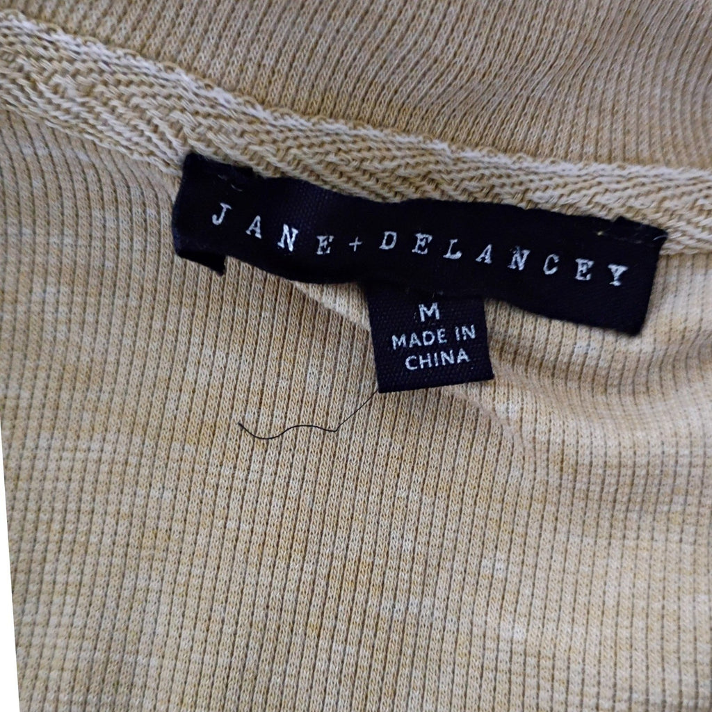 Jane + Delancey Mustard Ribbed Cotton Blend Polo Shirt M Classic Collar