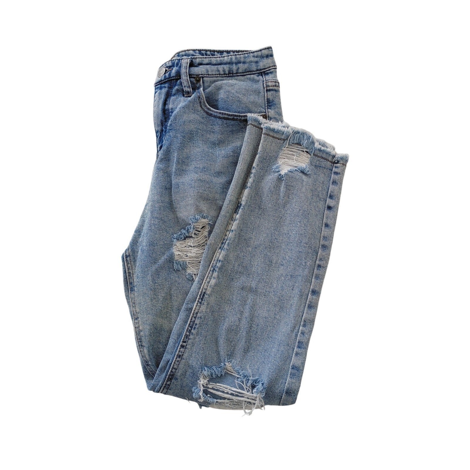 Wild Fable High Rise Mom Jeans Distressed Light Wash Denim Size 6