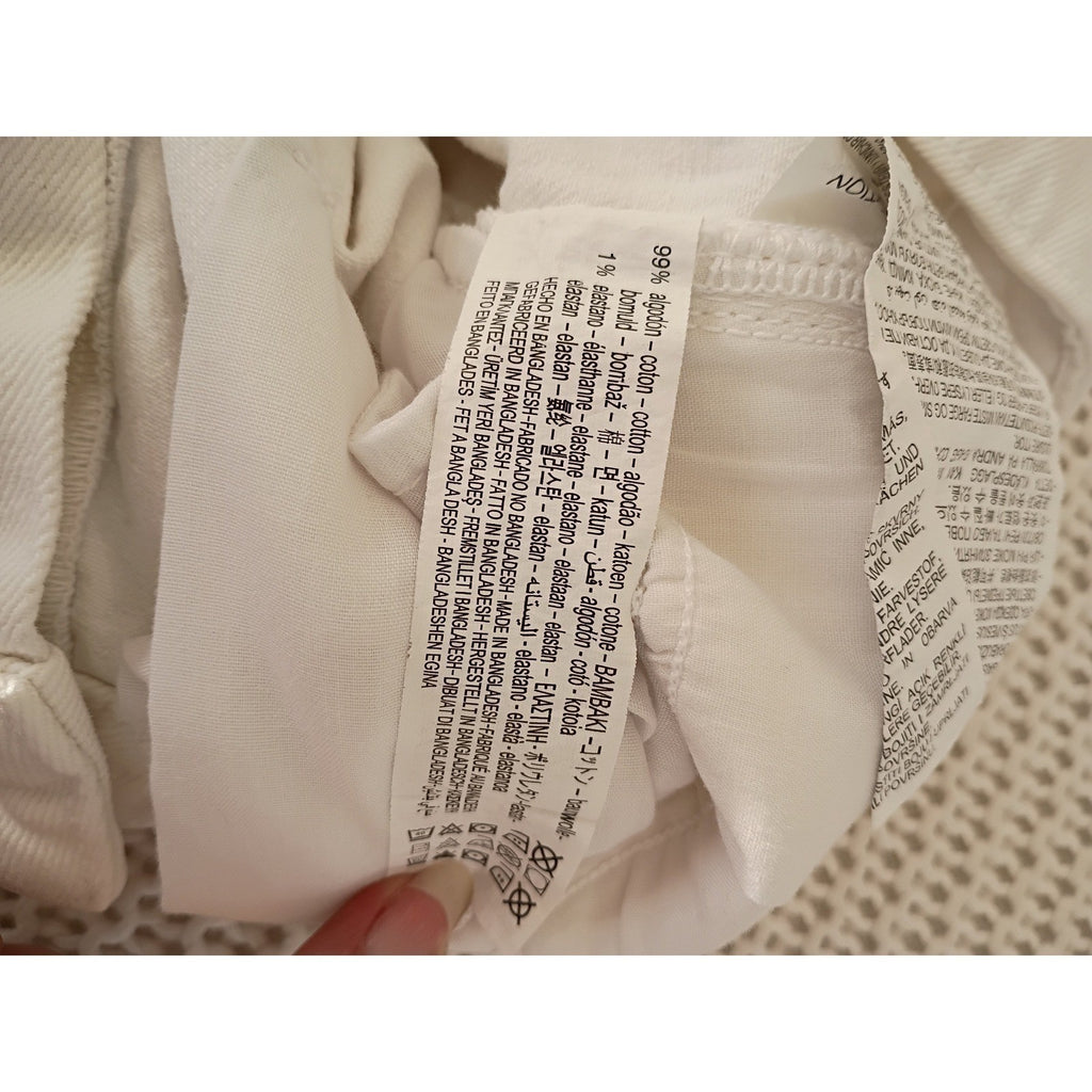 ZARA High Waisted Cream Beige Straight Leg Denim Jeans Women US 4 EUR 36