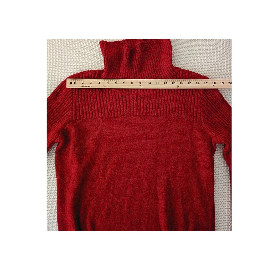 Crimson Red Ribbed Turtleneck Sweater Cozy Knit Long Sleeve Top No Tags Fits L