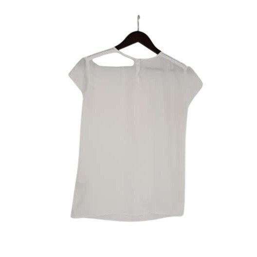 Banana Republic White Cotton Sheer Pleated Cap Sleeve Blouse Top Size S