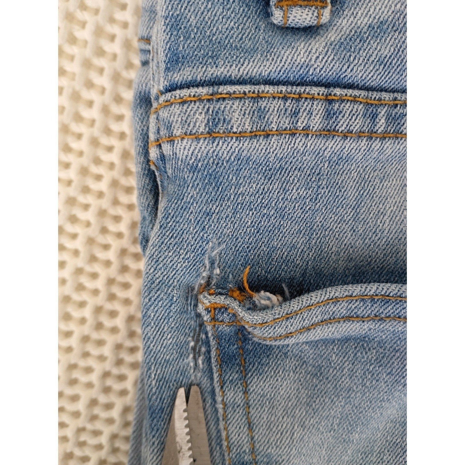 Zara Vintage Fade Slim Straight Jeans Mens 26x27 Distressed Denim