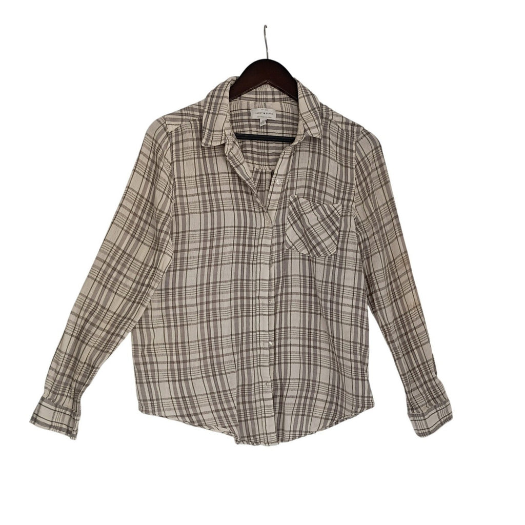 Lucky Brand Plaid Button Down Shirt S Long Sleeve Cotton Vintage Y2K