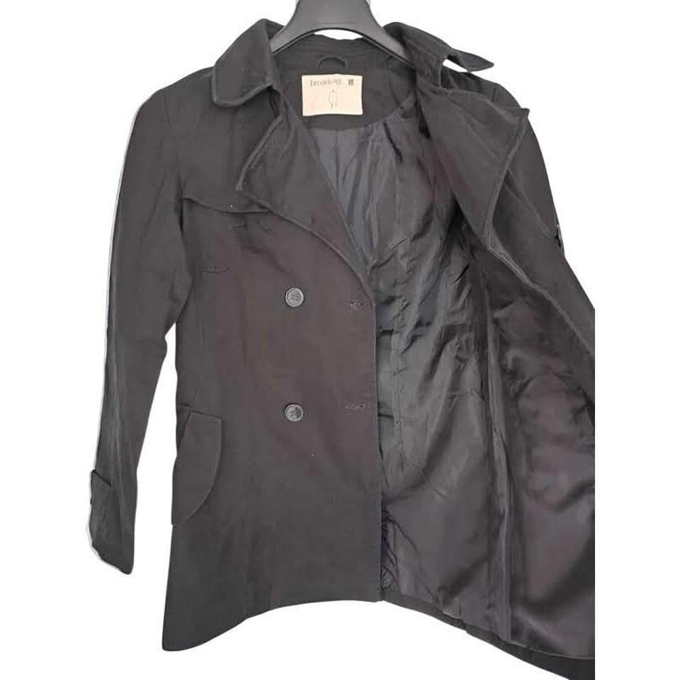 Broadcast Black Double Breasted Peacoat Jacket Size S Minimalist Cotton Trench