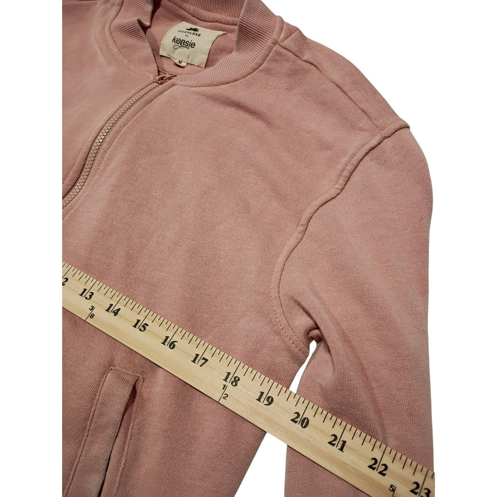 Kensie Jeans studioLUXE Pink Bomber Jacket Full Zip Fleece Lined Size M