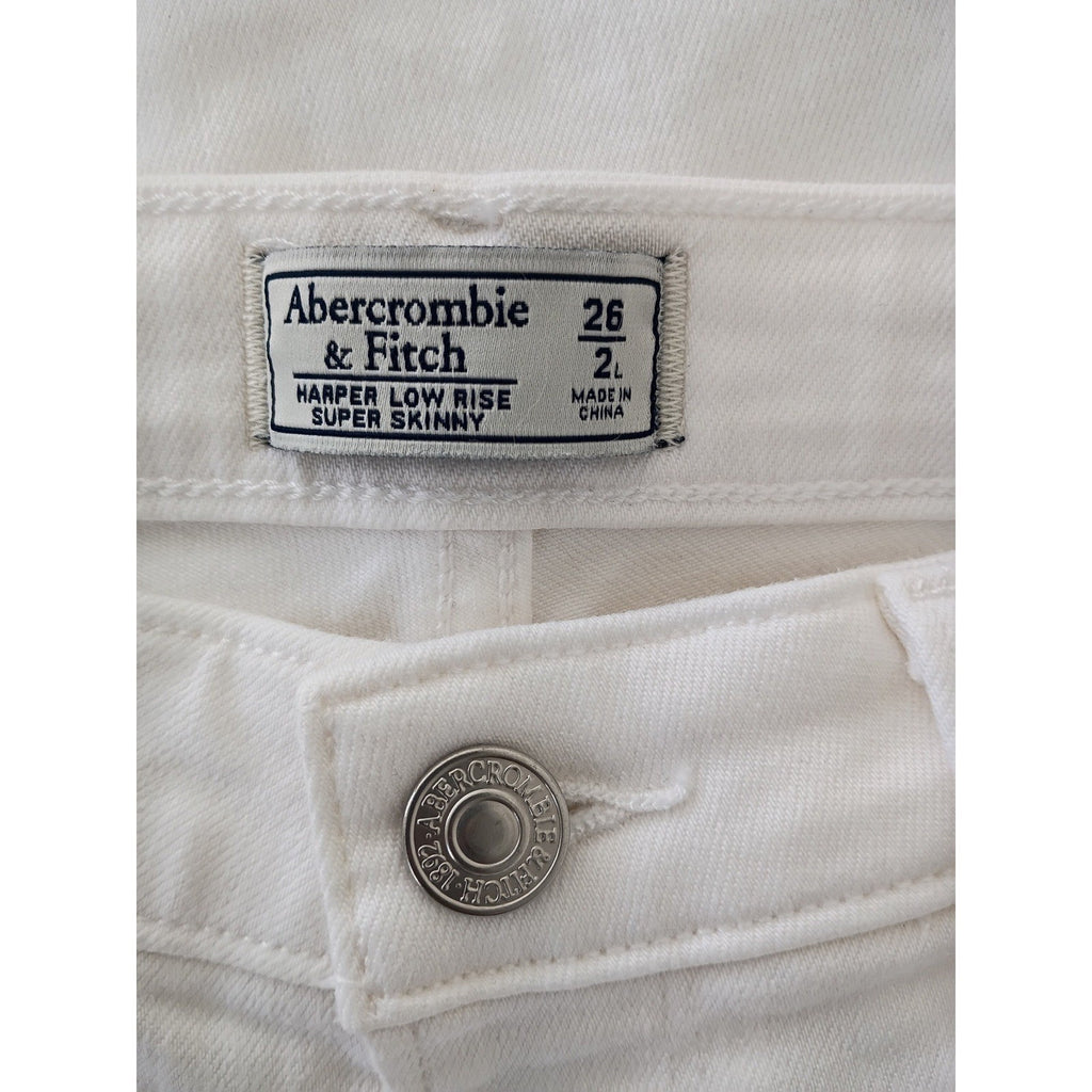 Abercrombie & Fitch White Harper Mid Rise Super Skinny Jeans 26x29 2R NWOT
