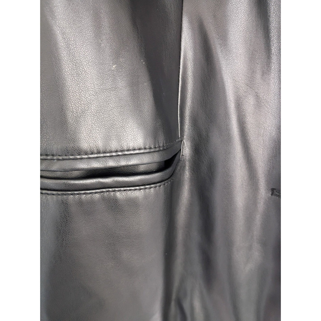 BCBGeneration Black Faux Leather Blazer Jacket S Small 38 Single Button Y2K Chic