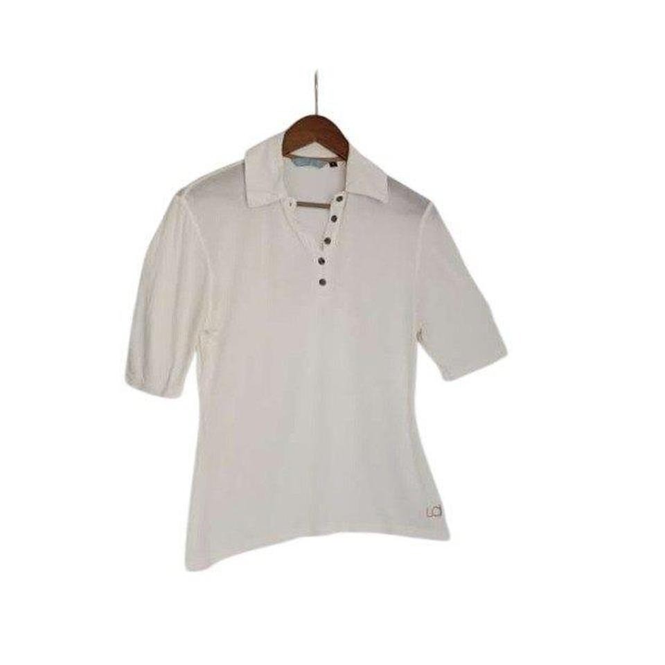 Lizzie Driver Ivory Micromodal Golf Polo Shirt S USA Made Luxe Basic $110