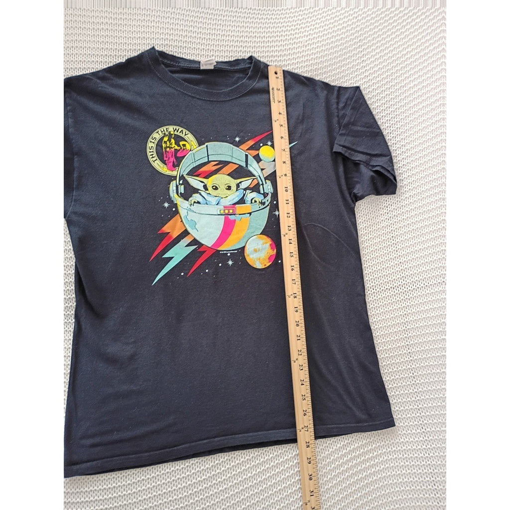 Star Wars Mandalorian Grogu This Is The Way Black 100% Cotton Graphic Tee M/L