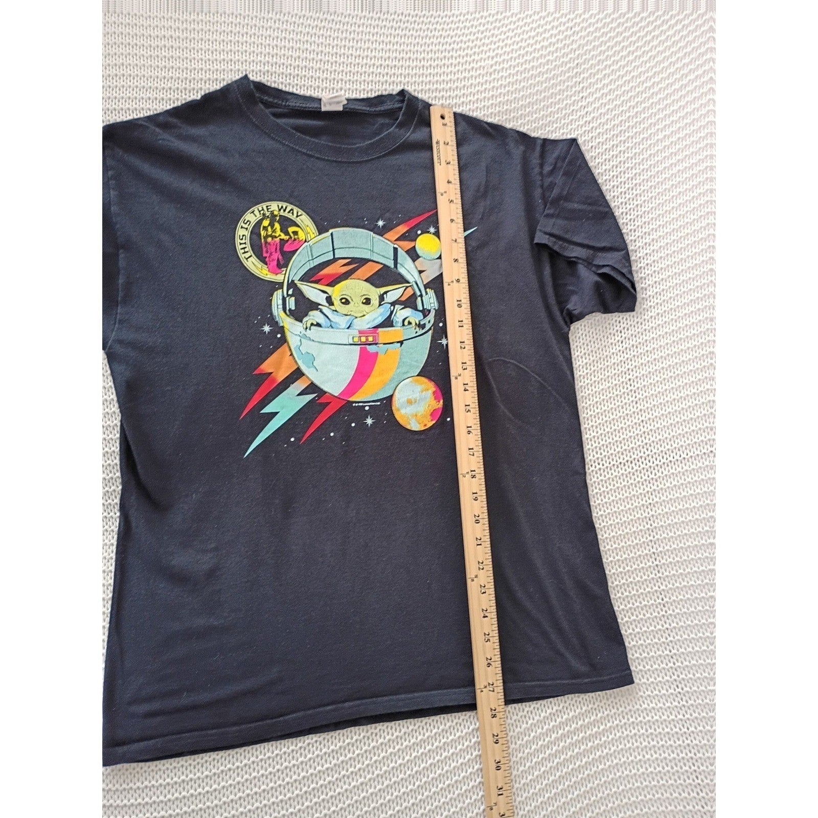 Star Wars Mandalorian Grogu This Is The Way Black 100% Cotton Graphic Tee M/L