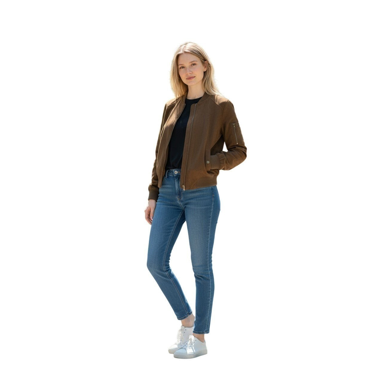 Poetry Olive Green Bomber Jacket Size S - Zip Front
