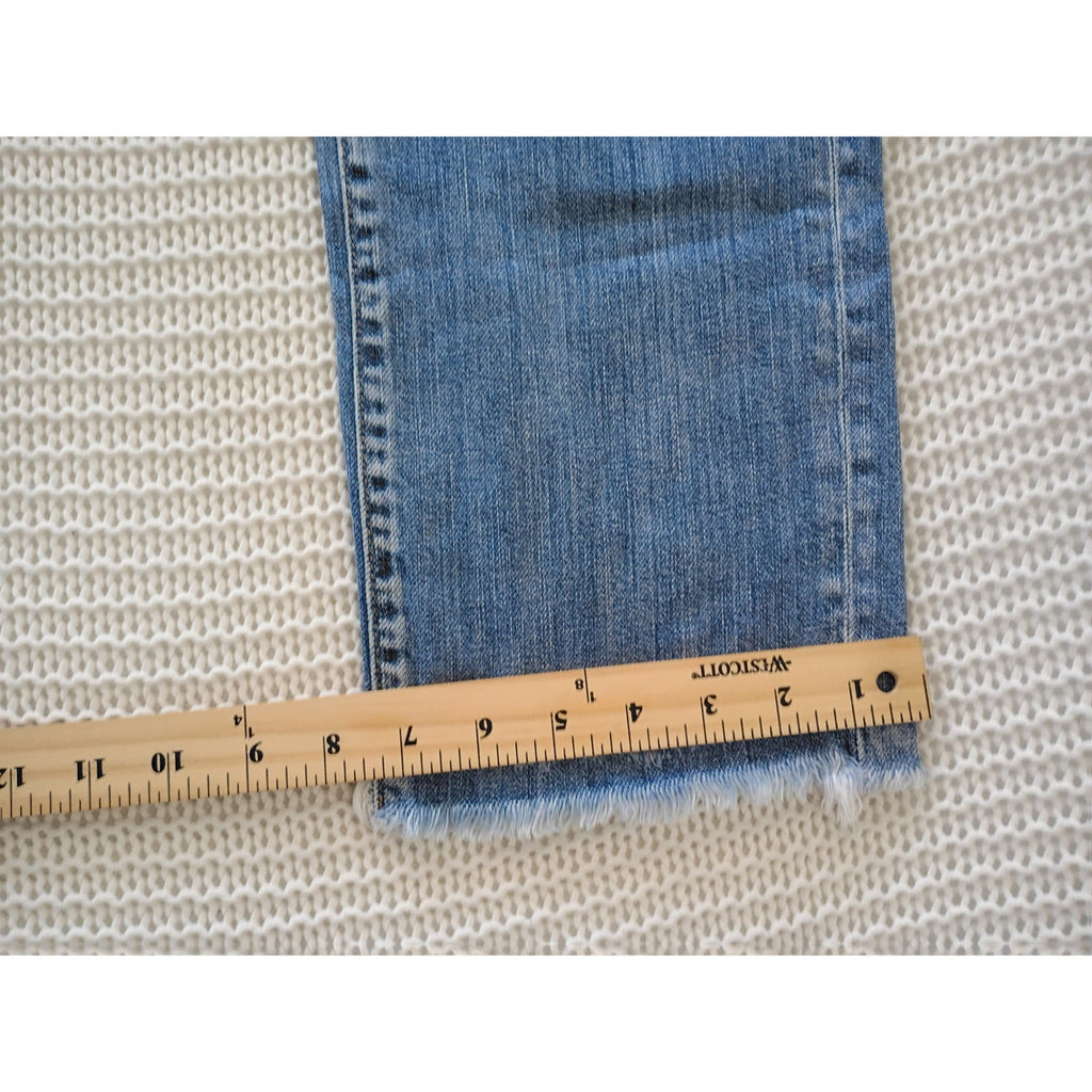 HYPEACH Distressed Boyfriend Jeans Blue Wash Straight Leg Frayed Hem 26/2x27