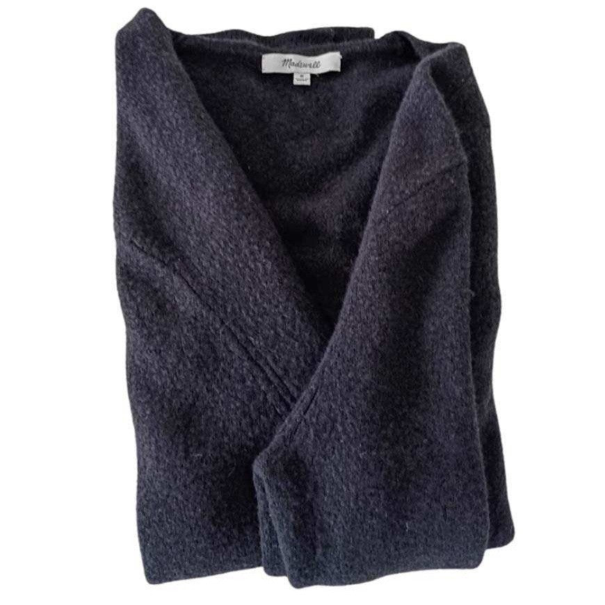Madewell Charcoal Heathered Knit Open Front Long Sleeve Cardigan Sweater Pockets