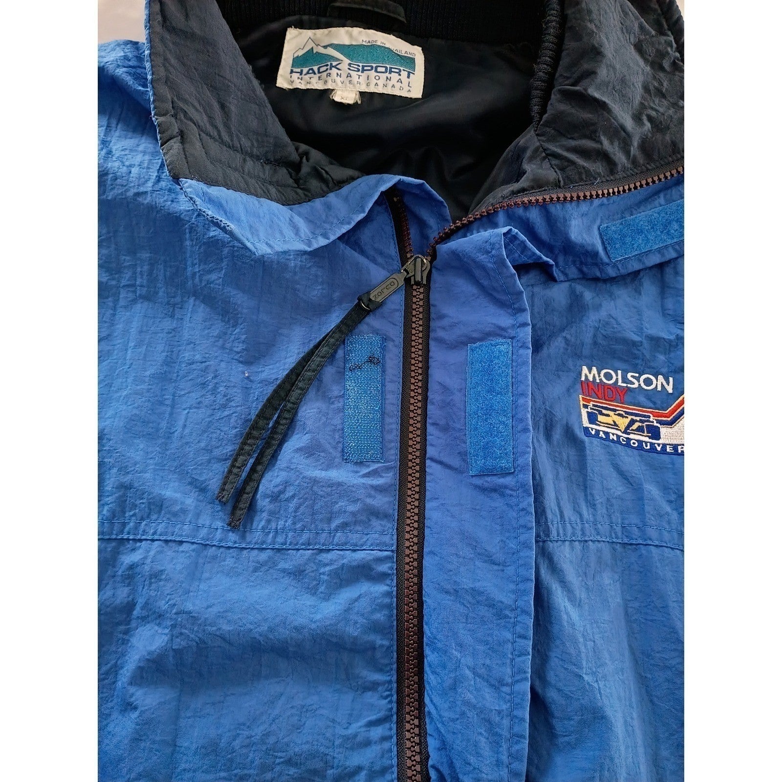 Vintage Molson Canadian Racing Jacket Blue Windbreaker Beer Promo Mens XL