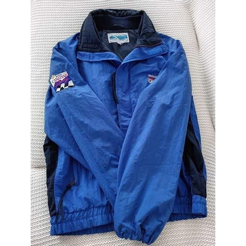 Vintage Molson Canadian Racing Jacket Blue Windbreaker Beer Promo Mens XL