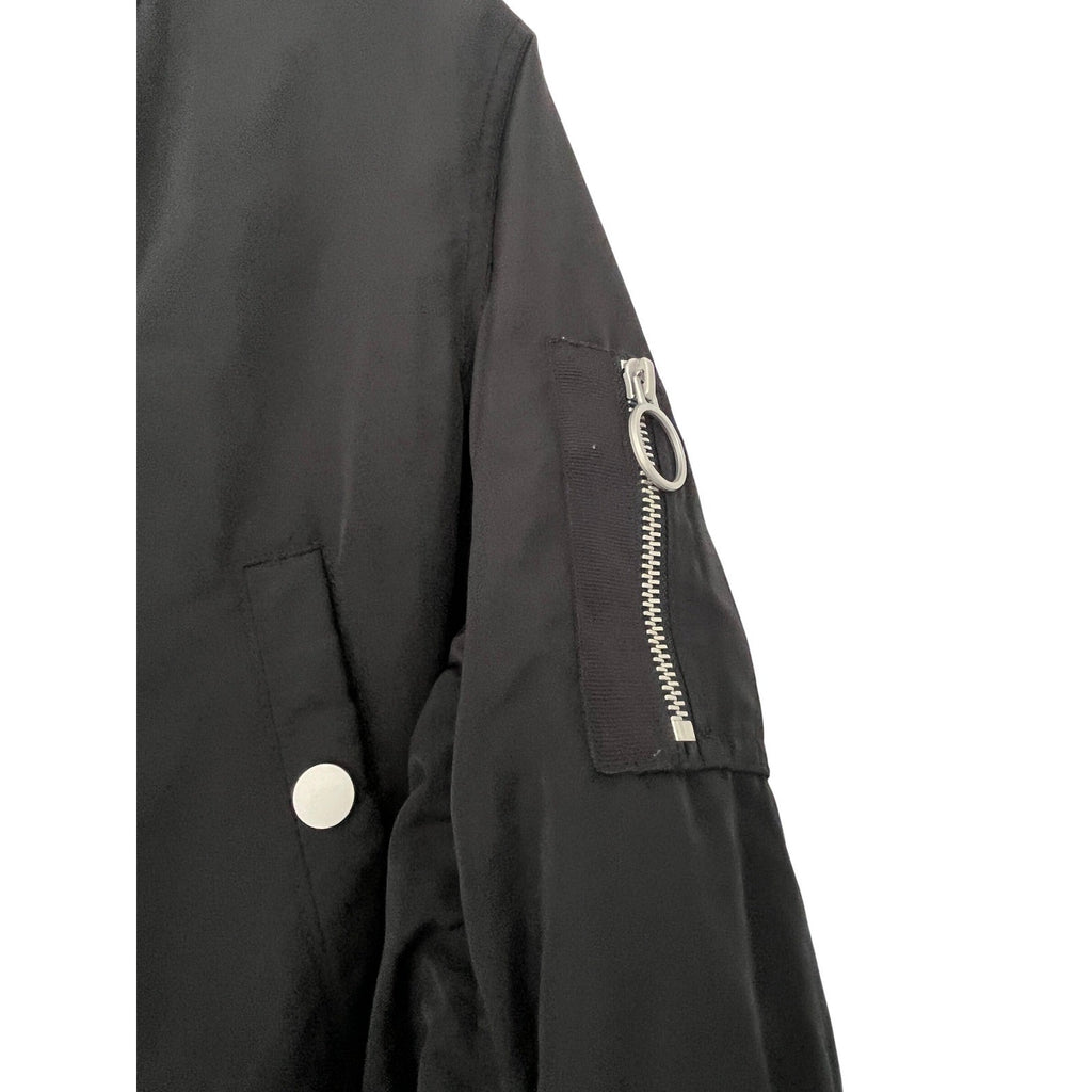 H M Black Bomber Jacket Full Zip Ring Detail Ribbed Cuffs Sz 10 11